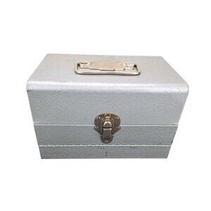 Vintage Logan Deluxe 8mm Metal Film Storage Box 12 Slots Silver 5 Inch 1950s